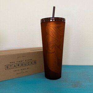 Starbucks Pike Place Amber Siren Soft Touch Plastic Cold Cup 24 oz NEW